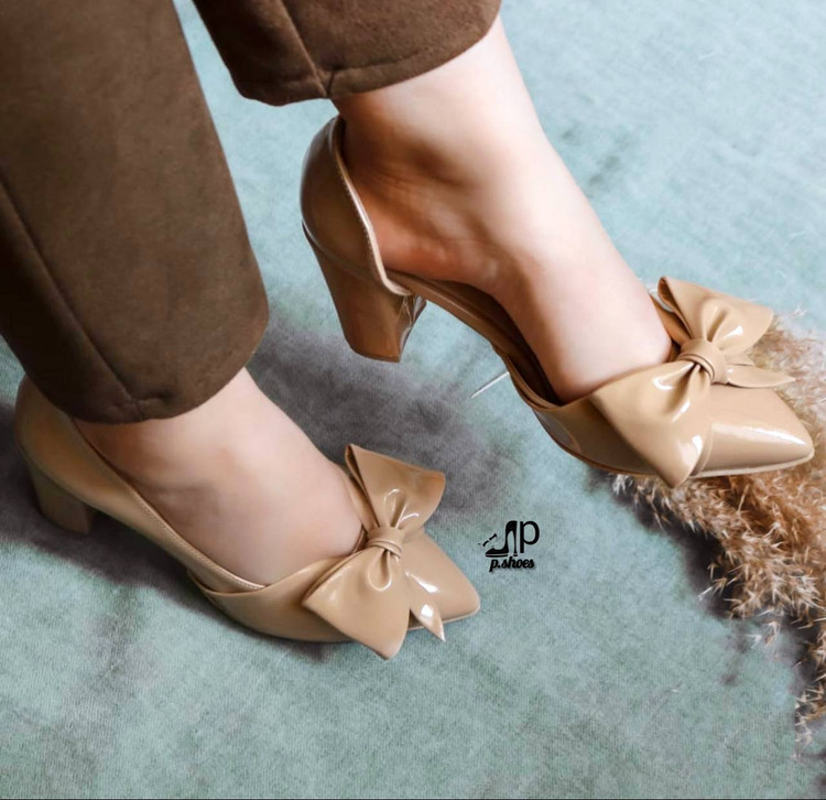 کفش مجلسی زنانه/دخترانه مدل پاپیون رویه ورنی ترک پاشنه ۵ سانتی بتا سایزبندی ۳۷ تا ۴۱ قالب استاندارد پاخوری شیک