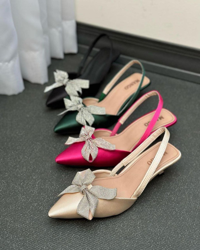 کفش مجلسی پاپیونی زنانه/دخترانه پاشنه ۳ سانت سایزبندی ۳۶ تا ۴۱ زیره دافوس قالب ترک