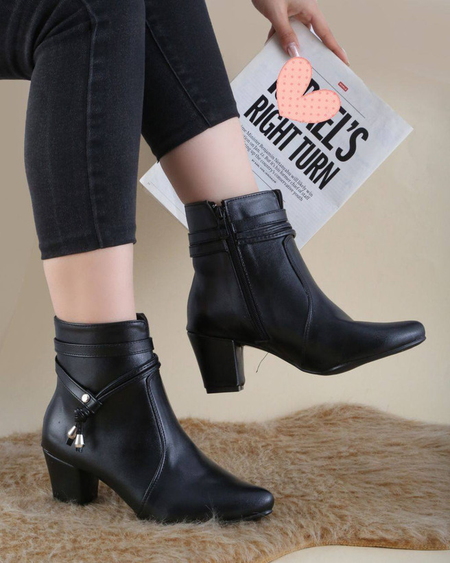 نیم بوت پاشنه دار جدید زنانه/دخترانه کیفیت عالی پاشنه ۵ سانت سایزبندی ۳۷ تا ۴۱