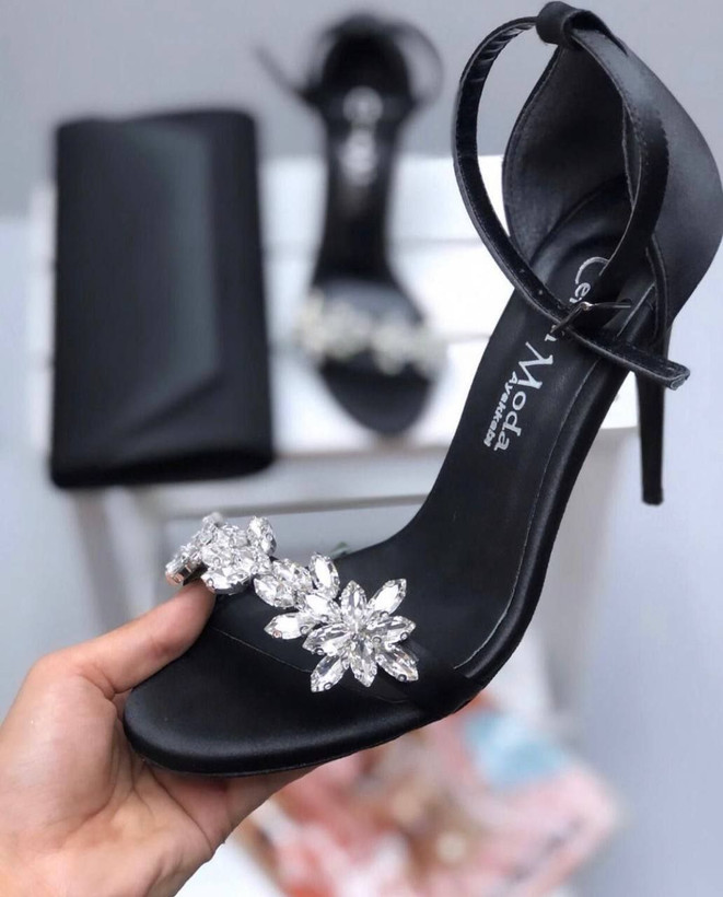 کفش مجلسی زنانه/دخترانه تک بند نگین مارکیز سایزبندی ۳۶ تا ۴۱ پاشنه ۱۰ سانت کفی ضخیم و راحت