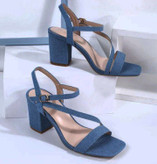 کفش صندل زنانه/دخترانه سایزبندی ۳۶ تا ۴۱ پاشنه ۵ سانت در دو رنگ آبی روشن و تیره