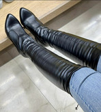 بوت جورابی بلند چرم پاشنه دار زنانه/دخترانه پاشنه ۵ سانت زیره دافوس کیفیت اصلی سایزبندی ۳۷ تا ۴۰ قالب استاندارد