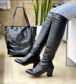 بوت جورابی بلند چرم پاشنه دار زنانه/دخترانه پاشنه ۵ سانت زیره دافوس کیفیت اصلی سایزبندی ۳۷ تا ۴۰ قالب استاندارد