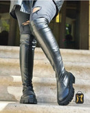 بوت جورابی لژدار زنانه/دخترانه در دو جنس چرم و سوییت زیره پیو کیفیت عالی قالب استاندارد سایزبندی ۳۷ تا ۴۰ دور ساق کشی و تا ۵۰ سانت اوکیه