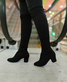 بوت جورابی بلند چرم پاشنه دار زنانه/دخترانه پاشنه ۵ سانت زیره دافوس کیفیت اصلی سایزبندی ۳۷ تا ۴۰ قالب استاندارد