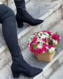 بوت جورابی بلند چرم پاشنه دار زنانه/دخترانه پاشنه ۵ سانت زیره دافوس کیفیت اصلی سایزبندی ۳۷ تا ۴۰ قالب استاندارد