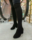 بوت جورابی بلند چرم پاشنه دار زنانه/دخترانه پاشنه ۵ سانت زیره دافوس کیفیت اصلی سایزبندی ۳۷ تا ۴۰ قالب استاندارد