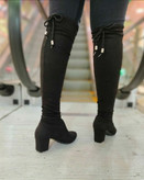 بوت جورابی بلند چرم پاشنه دار زنانه/دخترانه پاشنه ۵ سانت زیره دافوس کیفیت اصلی سایزبندی ۳۷ تا ۴۰ قالب استاندارد