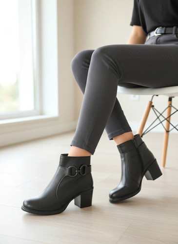 بوت زنانه/دخترانه مدل شیلا پاشنه ۶ سانت زیره pvc سبک و راحت جنس رویه شرانگ خارجی درجه یک سایزبندی ۳۷تا۴۰