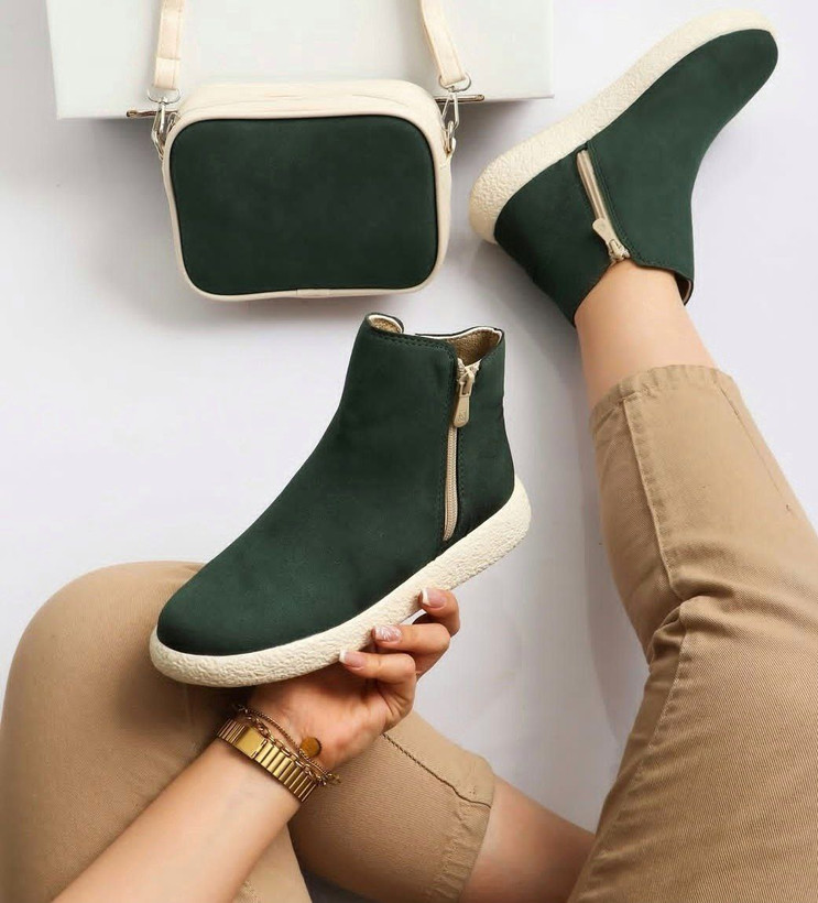 بوت دو زیپ جدید زنانه/دخترانه زیره پیو و سبک طبی رویه میکروسوییت درجه یک بسیار شیک خوشپا و راحت سایز۳۷ تا ۴۰