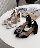 کفش مجلسی زنانه/دخترانه مدل Helenپاشنه ۷ سانت شیک و راحت سایز۳۷ تا ۴۱ در دو جنس چرم صنعتی و سوییت ترک