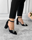 کفش مجلسی زنانه/دخترانه مدل Helenپاشنه ۷ سانت شیک و راحت سایز۳۷ تا ۴۱ در دو جنس چرم صنعتی و سوییت ترک