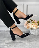 کفش مجلسی زنانه/دخترانه مدل Helenپاشنه ۷ سانت شیک و راحت سایز۳۷ تا ۴۱ در دو جنس چرم صنعتی و سوییت ترک