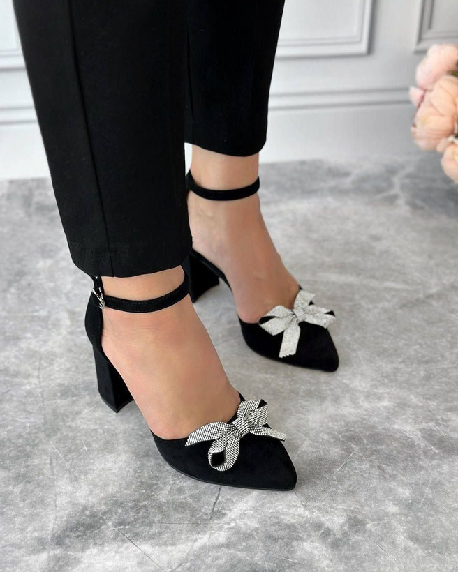 کفش مجلسی زنانه/دخترانه مدل Helenپاشنه ۷ سانت شیک و راحت سایز۳۷ تا ۴۱ در دو جنس چرم صنعتی و سوییت ترک