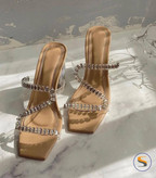 صندل زنانه/دخترانه پاشنه شیشه ای مدل هرمس کیفیت عالی پاشنه ۵ سانت قالب استاندارد سایزبندی ۳۶ تا ۴۱