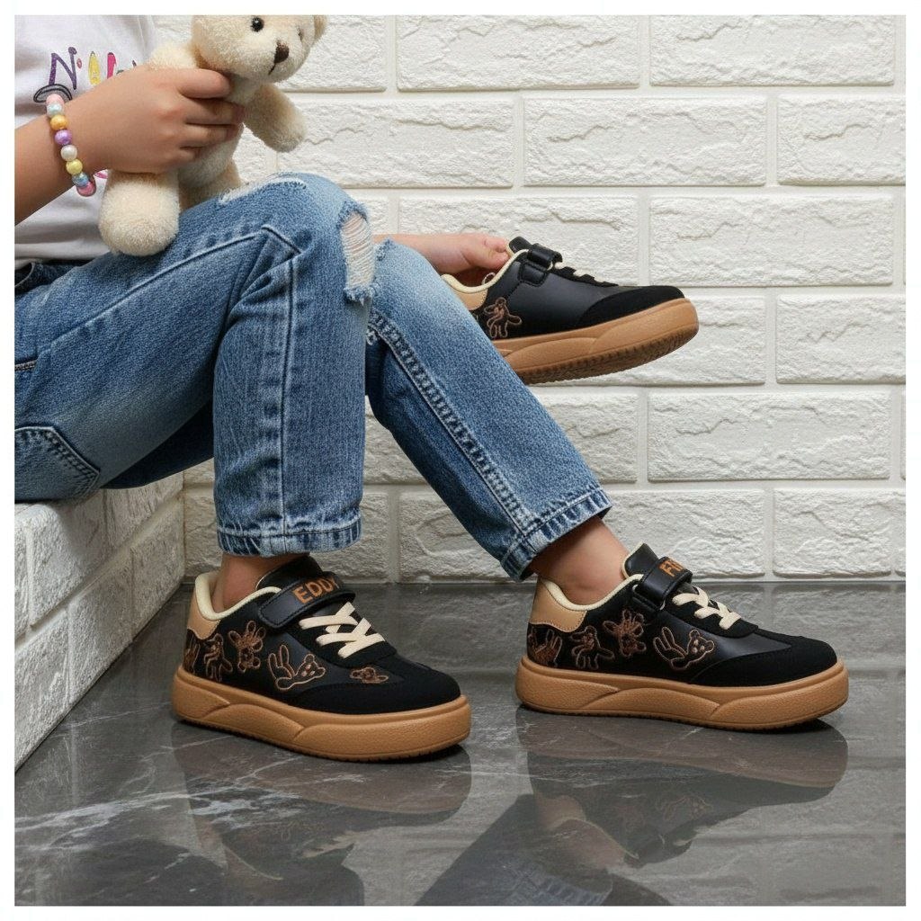 کفش بچگانه تدی دخترانه /پسرانه جنس رویه فوم و سوییت پاشنه ۳ سانتی زیره ایربولینگ فوق العاده نرم و راحت قالب استاندارد کیفیت عالی سایزبندی ۳۱ تا ۳۶