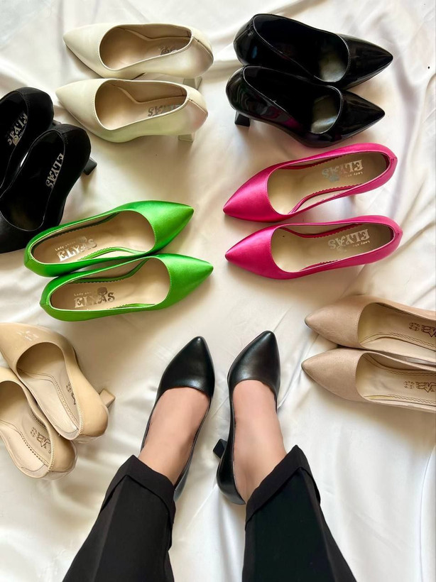 کفش مجلسی و کلاسیک زنانه/دخترانه پاشنه ۵ سانت کلوش تنوع جنس و رنگ عالی شیک و راحت