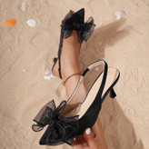 کفش مجلسی پاپیونی زنانه/دخترانه زیره دافوس قالب ترک پاشنه ۳ سانت سایزبندی ۳۶ تا ۴۱