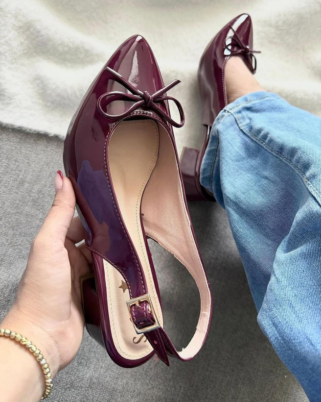 کفش مجلسی زنانه/دخترانه مدل لاوین پاشنه ۵ سانت راحت رویه ورنی وارداتی ترک سایزبندی ۳۷ تا ۴۱ کیفیت کفش تبریز