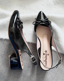 کفش مجلسی زنانه/دخترانه مدل لاوین پاشنه ۵ سانت راحت رویه ورنی وارداتی ترک سایزبندی ۳۷ تا ۴۱ کیفیت کفش تبریز