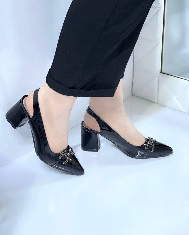 کفش مجلسی زنانه/دخترانه مدل یارا سایزبندی ۳۶ تا ۴۱ پاشنه ۵ سانت رویه کار ورنی وارداتی سگک رنگ ثابت کروم