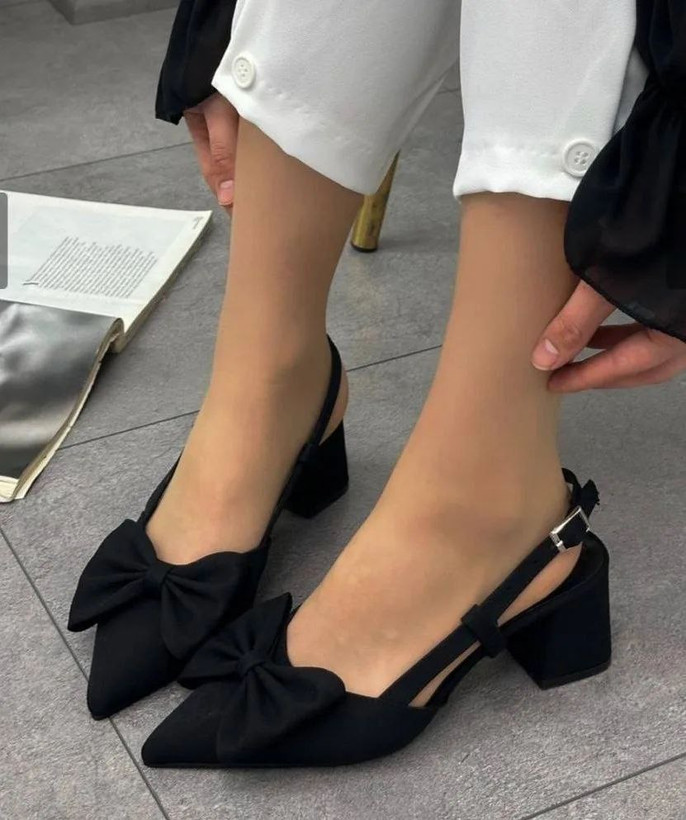 کفش مجلسی زنانه/دخترانه مدل ماهلین سایزبندی ۳۷ تا ۴۱ پاشنه ۵ سانت زیره کار Pu نرم مناسب روزمره و مجالس قالب کار ترک