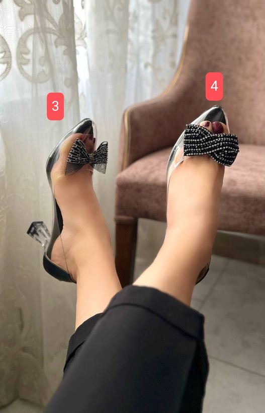 کفش مجلسی طلقی زنانه/دخترانه مدل amatis در چهار مدل سگک انتخابی سایز ۳۶ تا ۴۱ پاشنه ۶ سانت شیشه ای دامنی