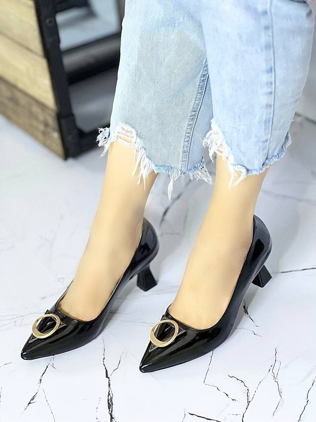 کفش مجلسی زنانه/دخترانه مدل senator رویه ورنی ساده و ورنی marlin سایزبندی ۳۶ تا ۴۱ پاشنه ۵ سانت ساعت شنی زیره pu درجه A+