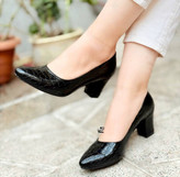 کفش مجلسی زنانه/دخترانه رویه چرم ورنی پاخوری شیک پاشنه ۶ سانتی بتا سایزبندی ۳۷ تا ۴۱ قالب استاندارد